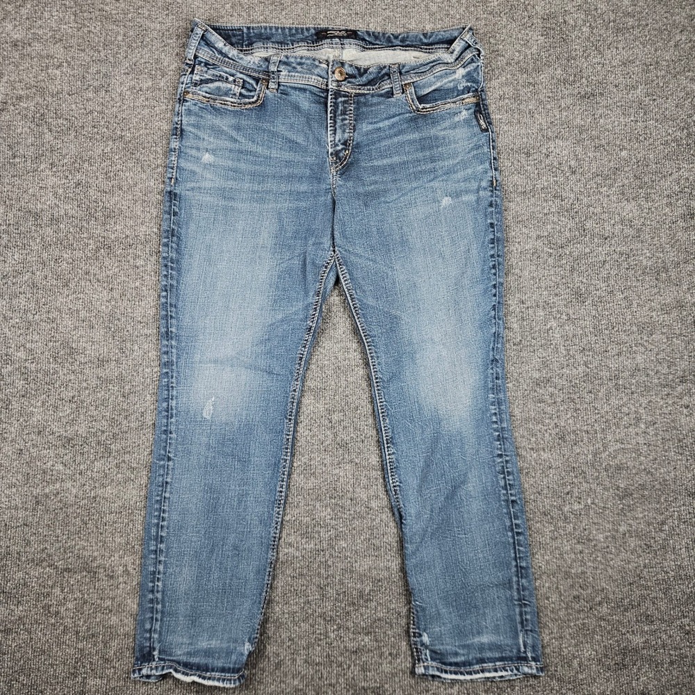 Silver Suki Ankle Slim Jeans Women's 16 Mid Rise Dark Wash‎ Denim Stretch Casual